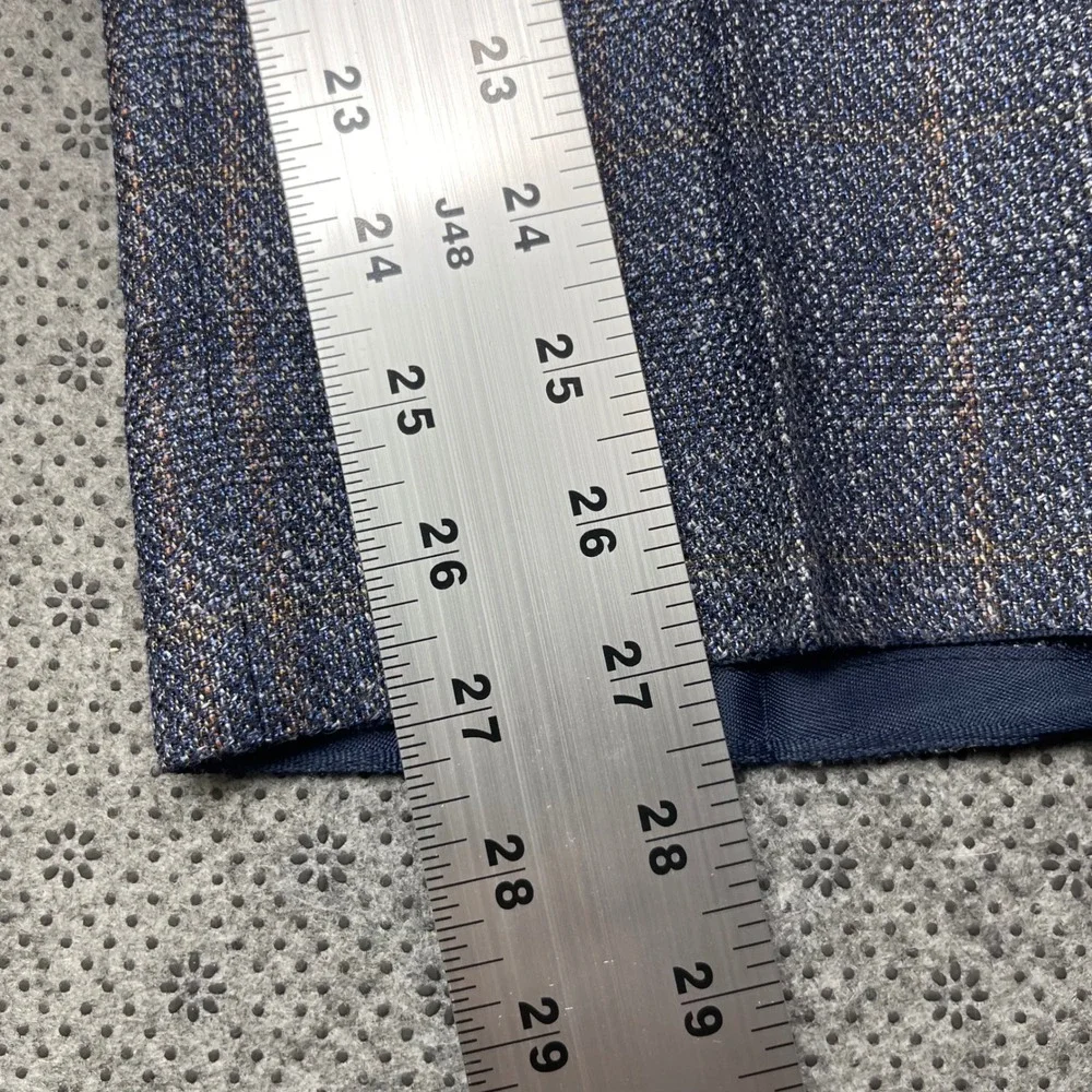 Suitsupply Brescia Blue Windowpane Wool Silk Linen Beach Trousers Mens 38x27